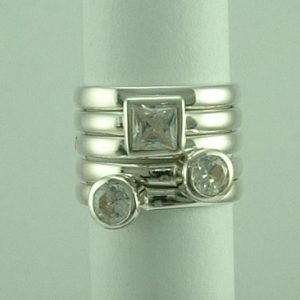 Sterling Silver CZ Stacker Ring-0