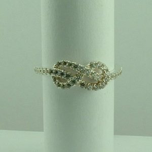 Sterling Silver Love knot CZ Ring-0