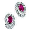 9ct White Gold Ruby and Diamond Earrings -930