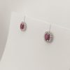 9ct White Gold Ruby and Diamond Oval Cluster Earrings-858