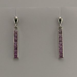 9ct White Gold Pink Sapphire Earrings -0