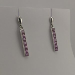 9ct White Gold Pink Sapphire Earrings -871