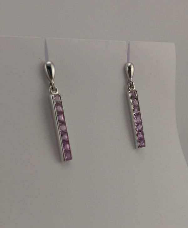 9ct White Gold Pink Sapphire Earrings -871