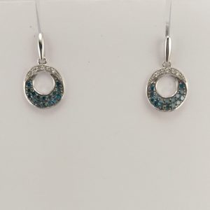 9ct White Gold Blue and White Diamond Earrings -0