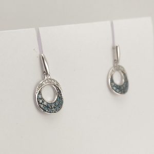 9ct White Gold Blue and White Diamond Earrings -899