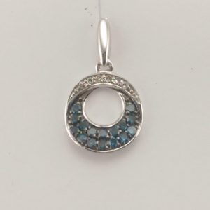 9ct White Gold Blue and White Diamond Earrings -900