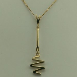 9ct Yellow Gold Handmade Zig Zag Pendant and Chain-918