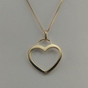 9ct Yellow Gold Diamond Heart Pendant-0