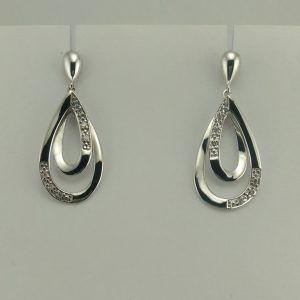 9ct White Gold Diamond Earrings-947