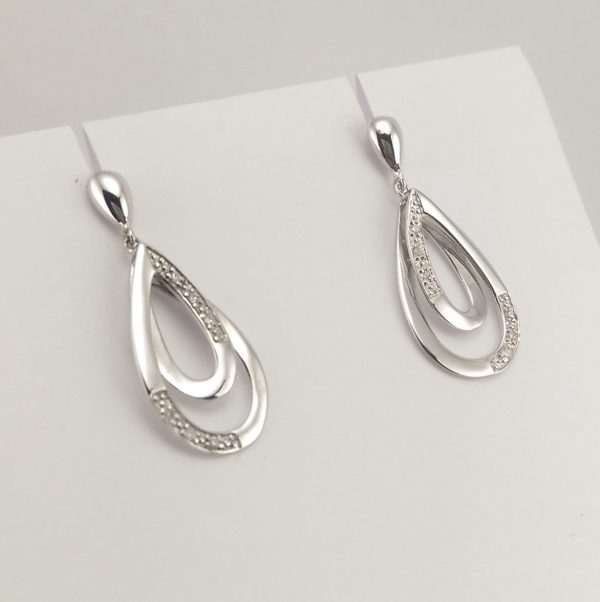 9ct White Gold Diamond Earrings-946