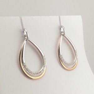 9ct Red and White Gold Diamond Earrings-956