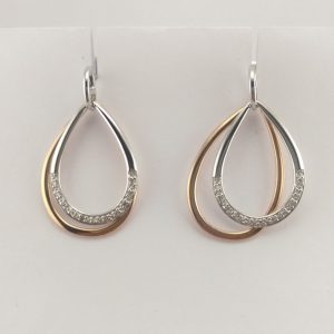 9ct Red and White Gold Diamond Earrings-957