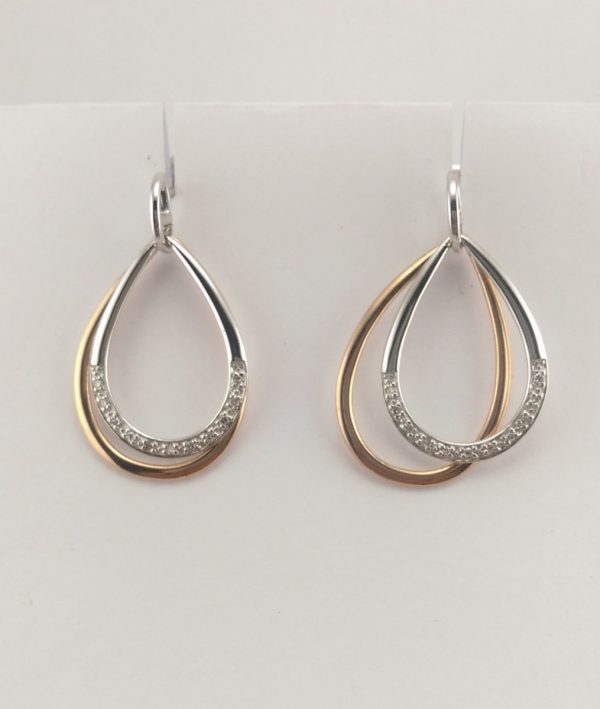 9ct Red and White Gold Diamond Earrings-957