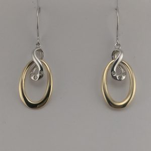 9ct Yellow and White Gold Diamond set Earrings-0