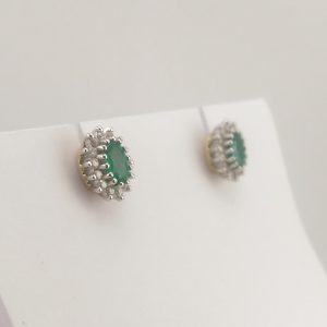 9ct Yellow Gold Emerald and Diamond Earrings-985