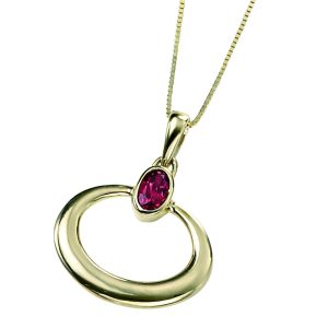 9ct Yellow Gold Garnet Pendant and Chain-1047