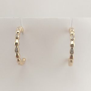 9ct Yellow Gold Diamond set Hoop Earrings-999