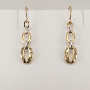9ct Yellow and White Gold Diamond Earrings-0