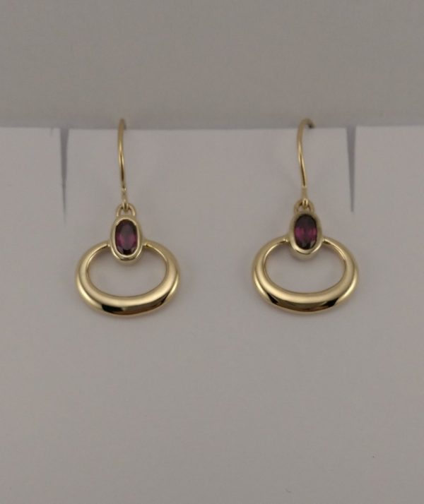 9ct Yellow Gold Garnet Earrings-0