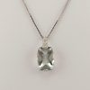 9ct White Gold Green Amethyst and Diamond Pendant on Chain-0