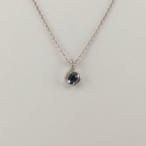 9ct White Gold Sapphire and Diamond Pendant on Chain-0