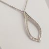 9ct White Gold and Diamond Tear Drop Pendant on Chain-1111
