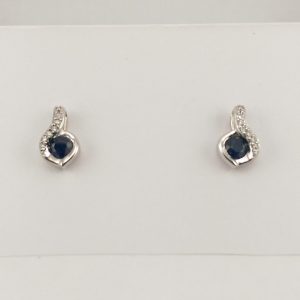 9ct White Gold Sapphire and Diamond Earrings-0