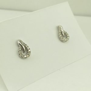 9ct White Gold Diamond set Stud Earring -1156