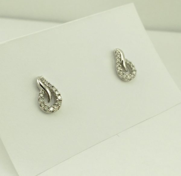 9ct White Gold Diamond set Stud Earring -1156