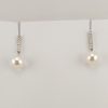 9ct White Gold Diamond Bar and Freshwater Pearl Earrings -1258