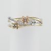 9ct Yellow White and Red Gold Diamond Entwined Flower Ring -1199