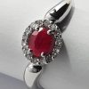 9ct White Gold Ruby and Diamond Oval Cluster Ring -1172
