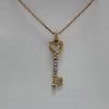 9ct Yellow Gold Diamond set Key Pendant on Venetian Box Chain-1301