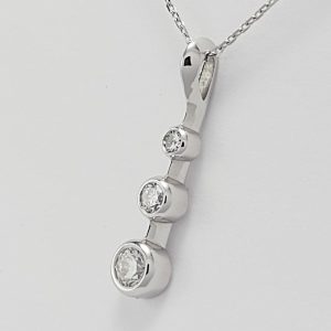 18ct White Gold Diamond Trilogy Pendant on Chain-1380