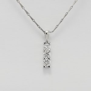 18ct White Gold Diamond set Trilogy Pendant on Chain-1378