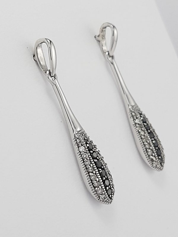 9ct White Gold Diamond set Bomber style Earrings-1416
