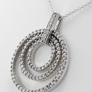 9ct White Gold Diamond Pendant and Chain-1411