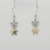 9ct Yellow and White Gold Diamond set Flower Earrings-0