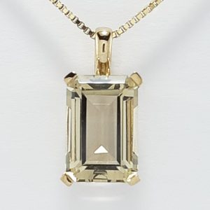 9ct Yellow Gold Lemon Quartz Pendant and Chain-1472