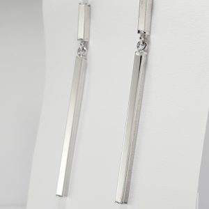 9ct White Gold Dropper Earring-1510