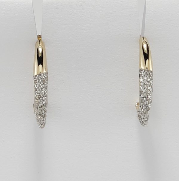 9ct Yellow Gold Diamond Half Hoop Earrings -1554