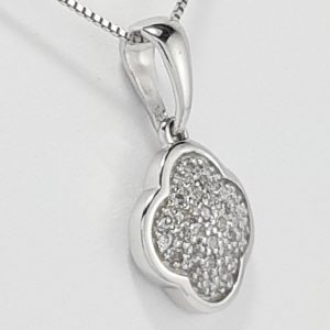 9ct White Gold Diamond set Pendant on Chain-1585