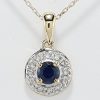 9ct Yellow Gold Sapphire and Diamond Pendant and Chain-1588