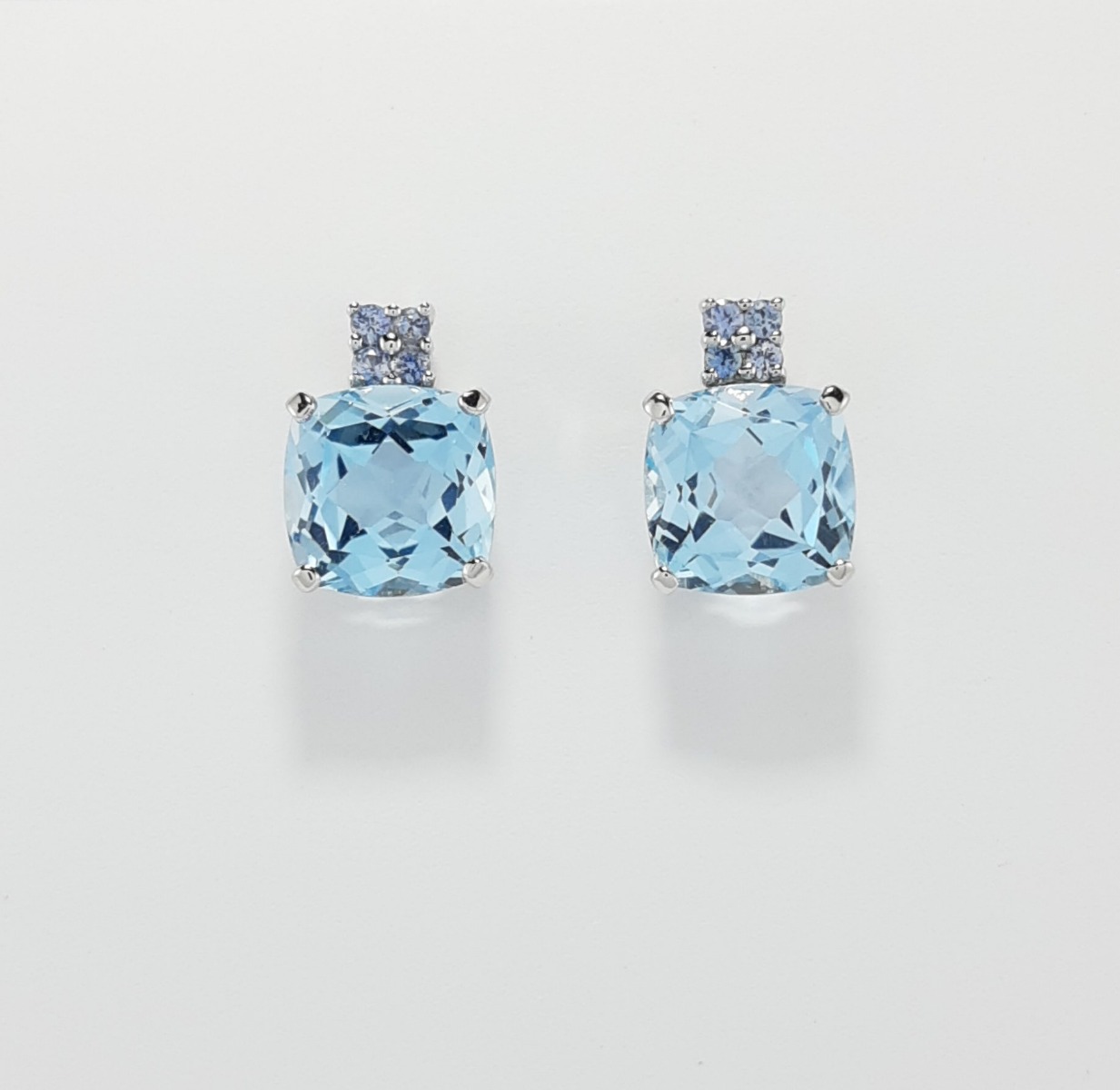 9ct White Gold Blue Topaz and Iolite Earrings-0